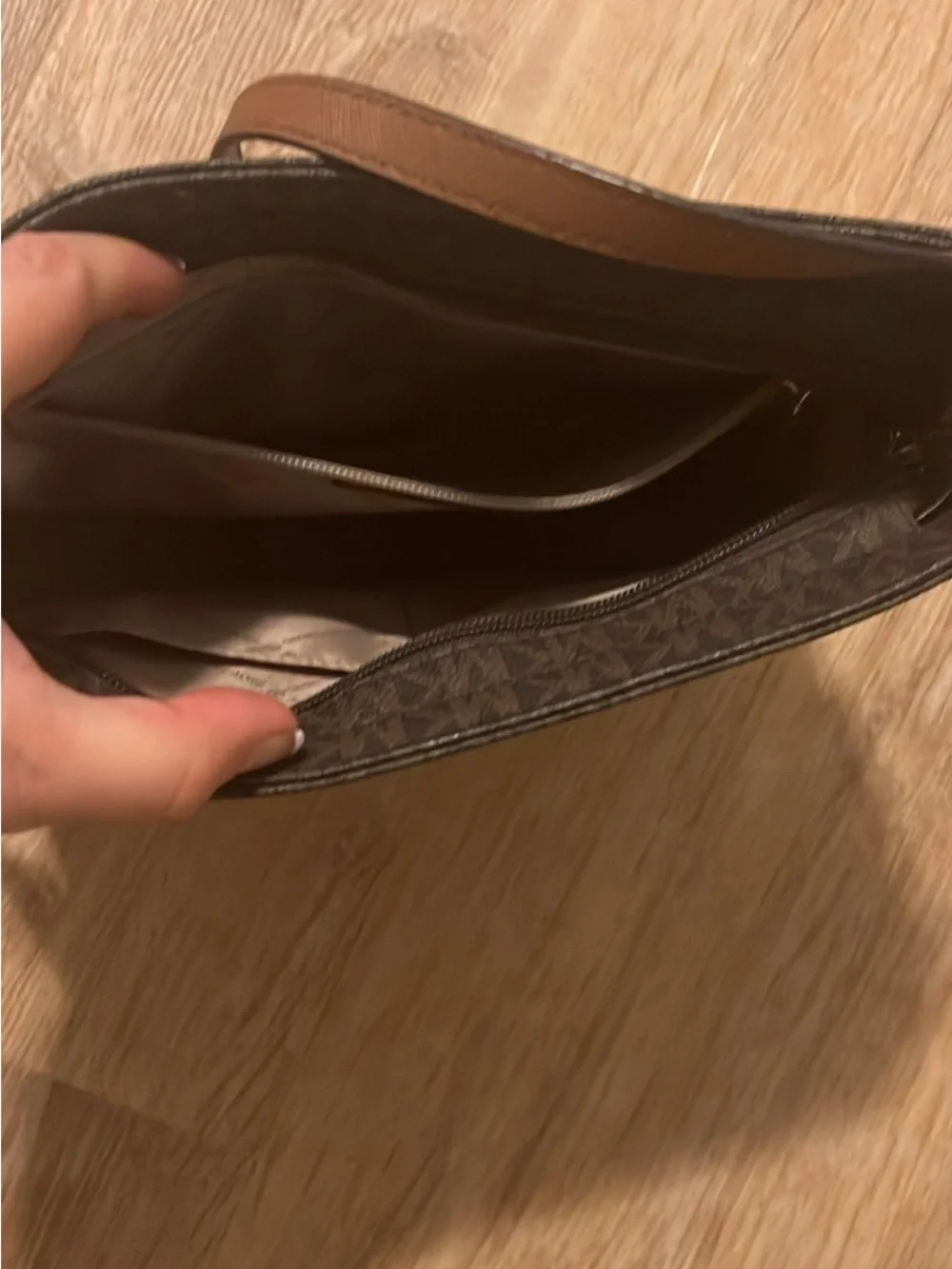 Michael Kors Brown MK Monogram Crossbody with Zip Wallet